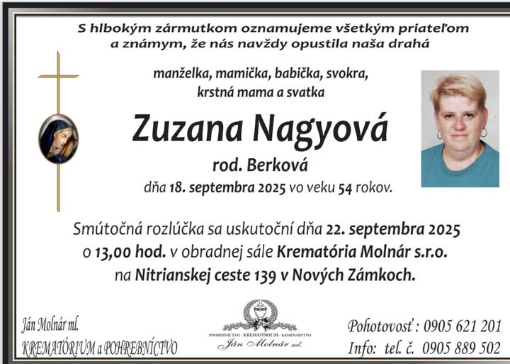 Parte pre Nagyová Zuzana rod. Berková
