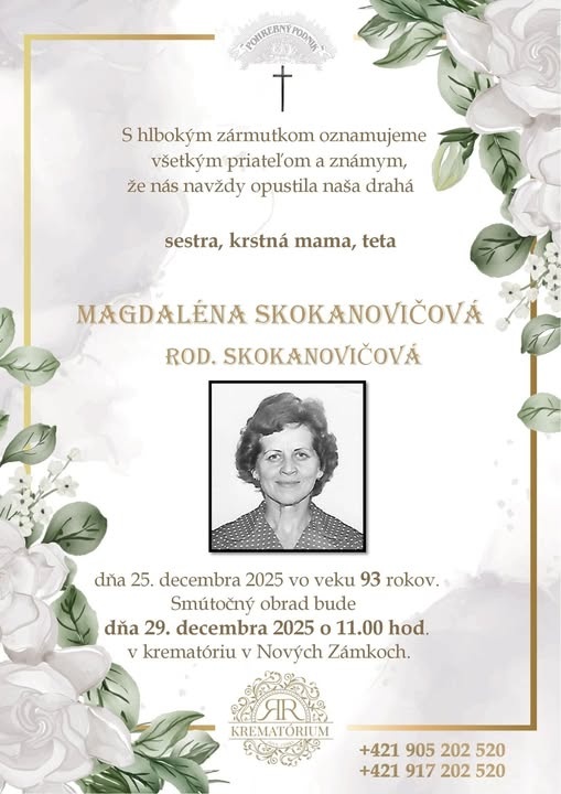 Parte pre Skokanovičová Magdaléna rod. Skokanovičo