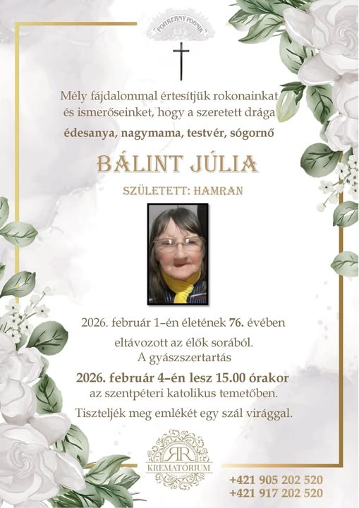 Parte pre Bálint Júlia szül. Hamran